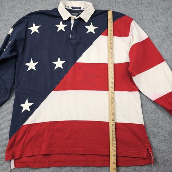 Vintage Britches Rugby Shirt Mens Large American Flag 90s Preppy Patriotic USA - Picture 3 of 6